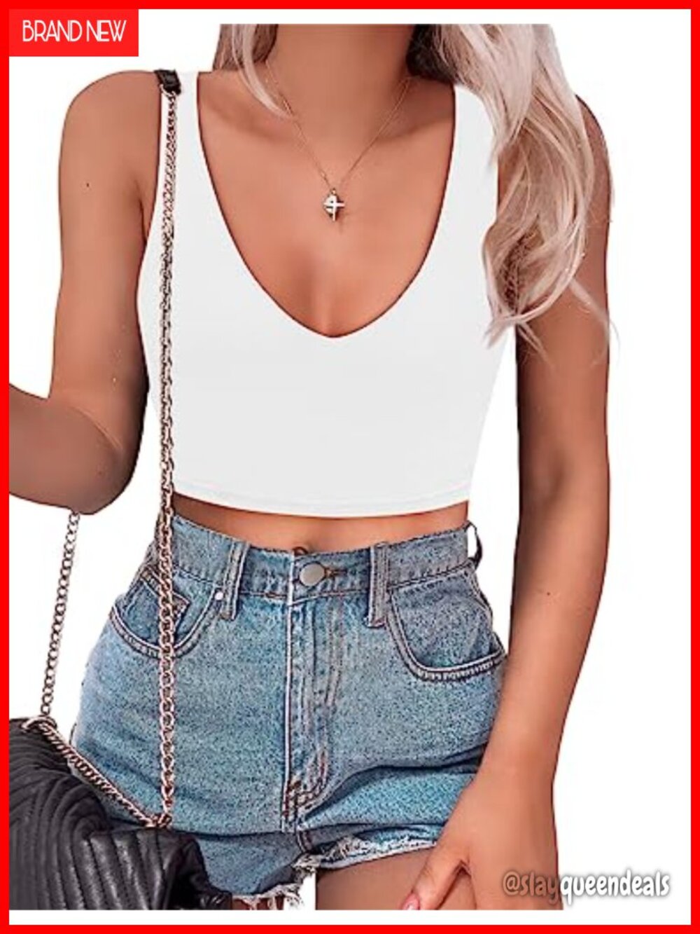 Women's Deep V Neck Sleeveless Backless Crop Tank Top Slim Fit